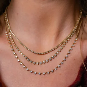 Mama Bijoux Illusion Graduated Diamond Tennis Necklace Hot