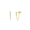 Mama Bijoux Itty Bitty Bezel Round Diamond & Baguette Chain Studs (Sold as Singles) Outlet