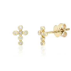 Mama Bijoux Itty Bitty Diamond Bezel Cross Studs Best