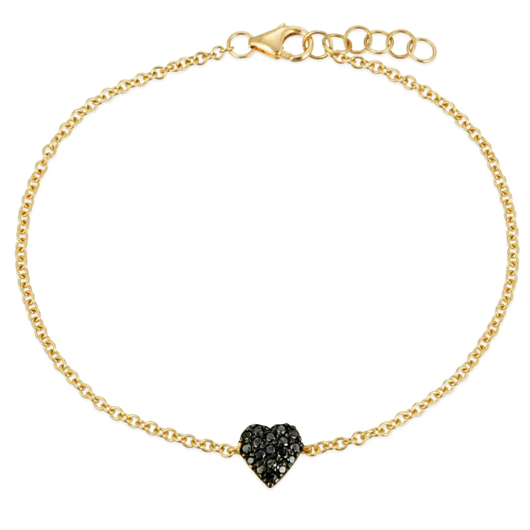k_gold_amp_black_diamond__1.webp Mama Bijoux 18k Gold & Black Diamond Heart Bracelet (Child Size) Fashion