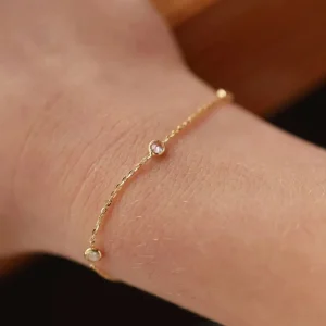 Mama Bijoux 14k Gold & CZ Kids Bezel Bracelet Fashion