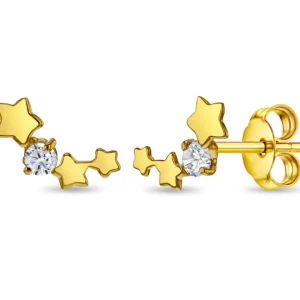 Mama Bijoux 14k Gold & CZ Shooting Star Kids Stud Earrings Best