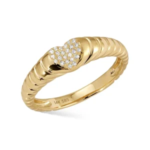 Mama Bijoux 14k Gold & Diamond Heart Signet Ring Sale