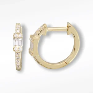 Mama Bijoux 14k Gold & Diamond Illusion Baguette Huggies Fashion