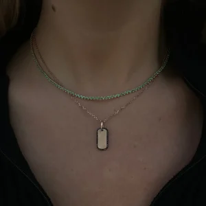 Mama Bijoux 14k Gold & Diamond Rim Dog Tag Sale