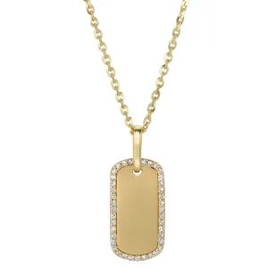 Mama Bijoux 14k Gold & Diamond Rim Dog Tag Sale