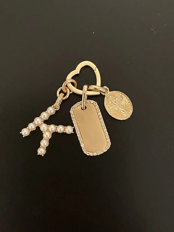 Mama Bijoux 14k Gold & Diamond Rim Dog Tag Sale