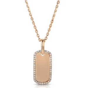 Mama Bijoux 14k Gold & Diamond Rim Dog Tag Sale