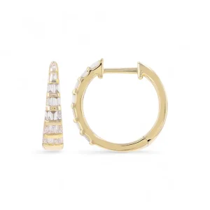 Mama Bijoux 14k Gold & Graduating Diamond Baguette Huggies Sale