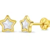 Mama Bijoux 14k Gold & Mother of Pearl Star Kids Stud Earrings Fashion