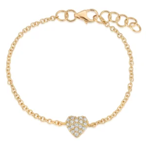 Mama Bijoux 14k Gold Diamond Heart Bracelet (Baby/Child Size) Hot