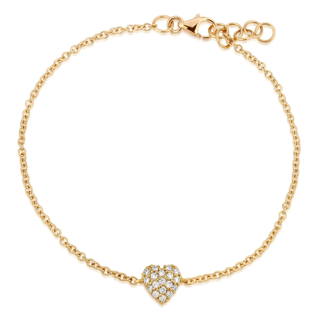 k_gold_diamond_heart_brac_0.webp Mama Bijoux 14k Gold Diamond Heart Bracelet (Mama/Adult Size) Outlet