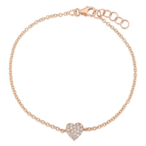 Mama Bijoux 14k Gold Diamond Heart Bracelet (Mama/Adult Size) Outlet