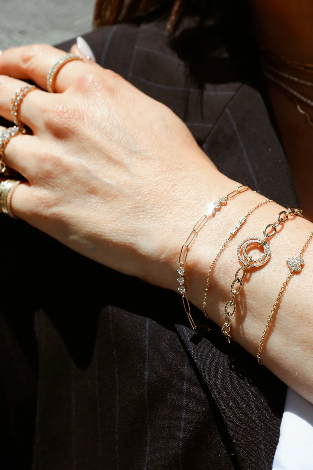 k_gold_diamond_heart_brac_11.webp Mama Bijoux 14k Gold Diamond Heart Bracelet (Mama/Adult Size) Outlet
