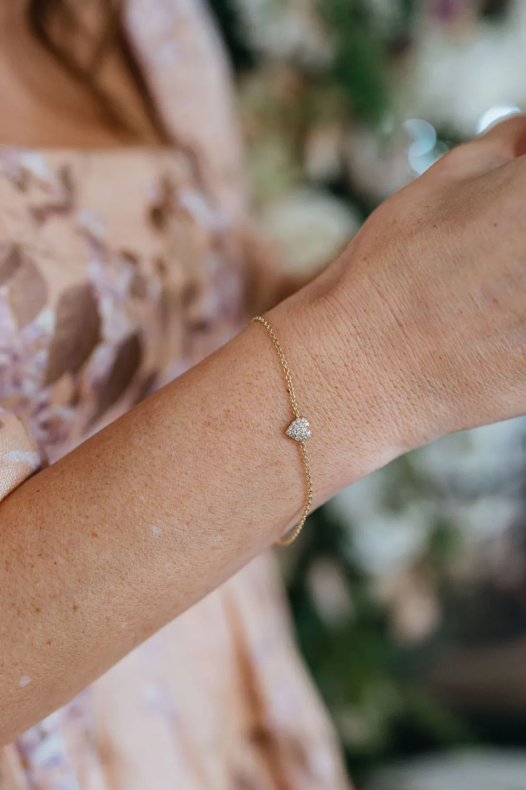k_gold_diamond_heart_brac_6.webp Mama Bijoux 14k Gold Diamond Heart Bracelet (Mama/Adult Size) Outlet