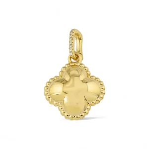Mama Bijoux 14k Gold Puffy Clover Charm + Diamond Enhancer Best