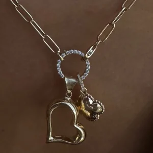 Mama Bijoux 14k Gold Puffy Clover Charm + Diamond Enhancer Best