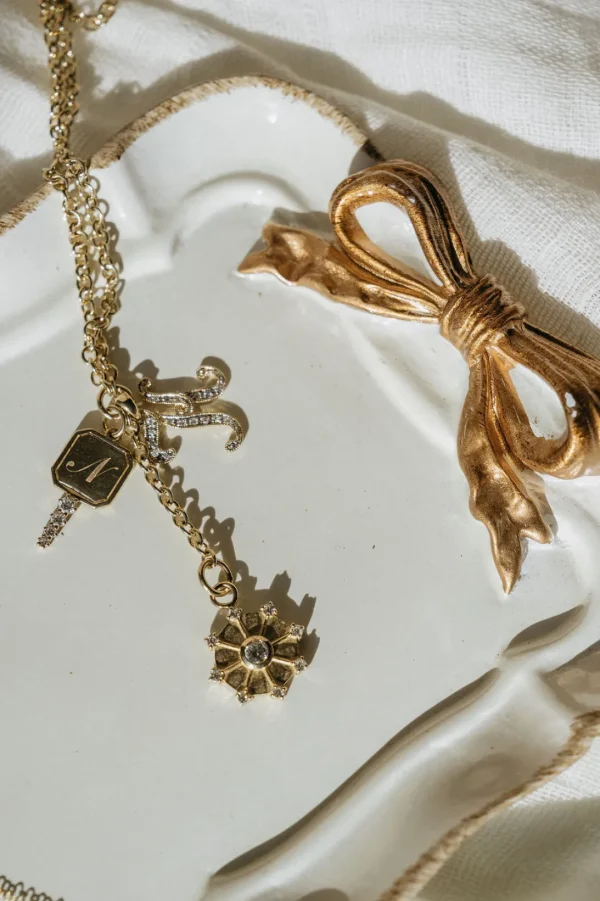 Mama Bijoux 14k Gold Vintage Script Diamond Letter Charms Sale
