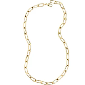 Mama Bijoux 14k Yellow Gold Chunky Rounded Paper Clip Chain Necklace Fashion