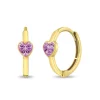 Mama Bijoux 14k Yellow Gold Pink CZ Heart Huggies Clearance