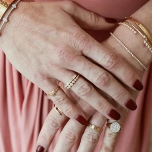 Mama Bijoux La Princesse Graduated Bezel Set 14k Gold Diamond Ring Sale