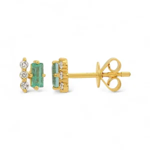 Mama Bijoux Les Trois Diamond & Emerald Stud Earrings Sale