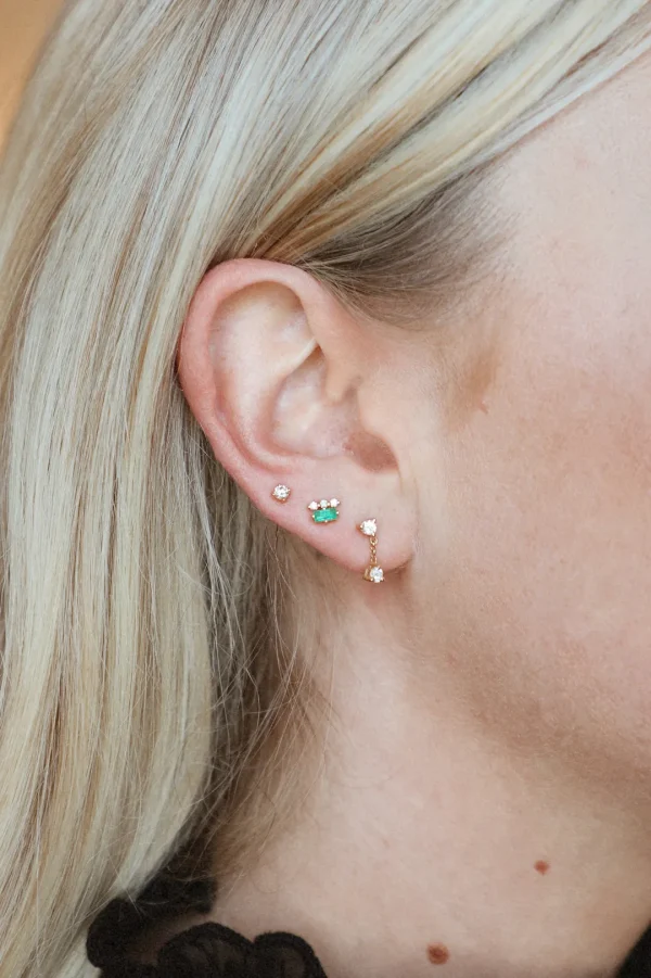 Mama Bijoux Les Trois Diamond & Emerald Stud Earrings Sale