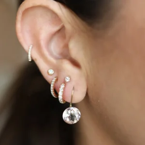 Mama Bijoux Light Pink Morganite & Diamond Floating Drop Earrings New