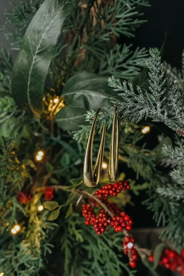 Mama Bijoux Long Gold Ribbon Hoops Online