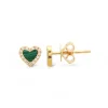 Mama Bijoux Malachite Diamond Heart Studs New