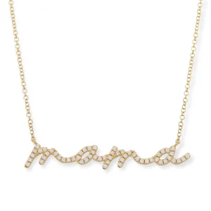 Mama Bijoux Mama Script Pavé Diamond Necklace Fashion
