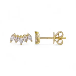 Mama Bijoux Marquise & Baguette Mini Crown Crawler Studs Fashion