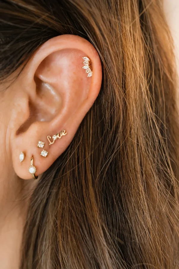 Mama Bijoux Marquise & Baguette Mini Crown Crawler Studs Fashion