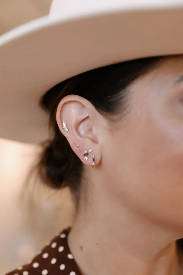 Mama Bijoux Marquise & Baguette Mini Crown Crawler Studs Fashion