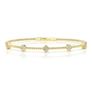 Mama Bijoux Mini 5 Diamond Four Leaf Clover Flexible Bangle Hot