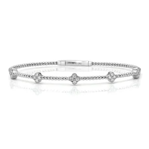Mama Bijoux Mini 5 Diamond Four Leaf Clover Flexible Bangle Hot