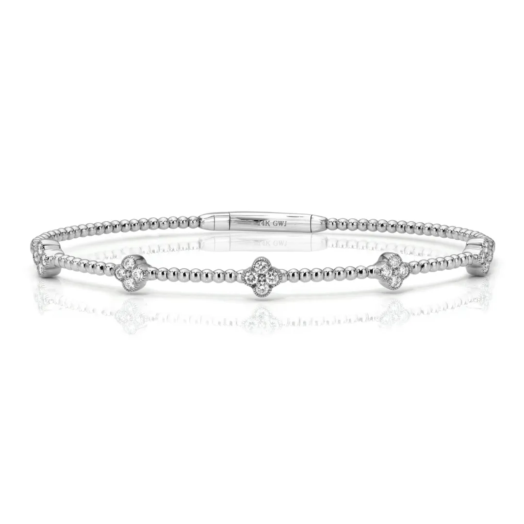 mini__diamond_four_leaf_c_1.webp Mama Bijoux Mini 5 Diamond Four Leaf Clover Flexible Bangle Hot