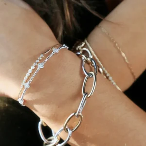 Mama Bijoux Mini 5 Diamond Four Leaf Clover Flexible Bangle Hot