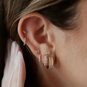 Mama Bijoux Mini Baguette & Round Diamond Studs Online