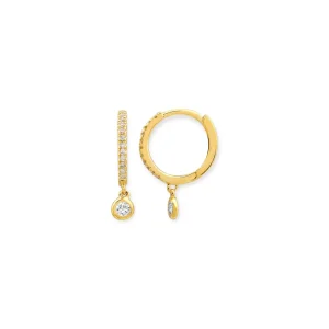 Mama Bijoux Mini Bezel Set Diamond Drop Continuous Huggies Clearance
