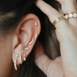 Mama Bijoux Mini Bezeled Round Diamond Studs Hot