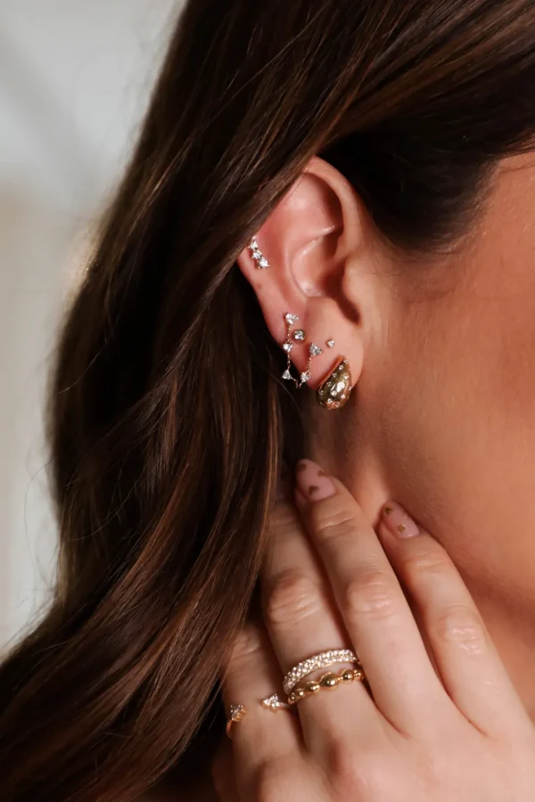 Mama Bijoux Mini Bezeled Round Diamond Studs Hot
