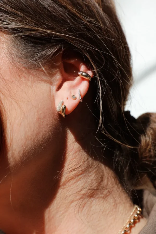 Mama Bijoux Mini Bezeled Round Diamond Studs Hot