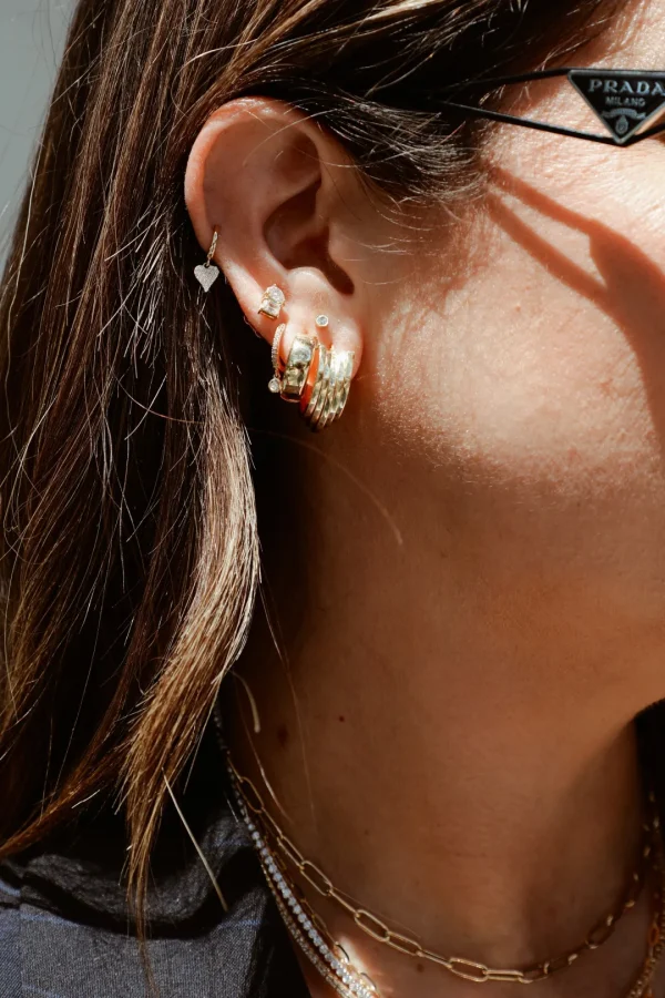 Mama Bijoux Mini Bezeled Round Diamond Studs Hot