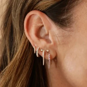 Mama Bijoux Mini Bijoux Dagger Diamond Huggie Earrings Clearance