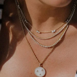 Mama Bijoux Mini Crown Set Diamond Tennis Necklace Discount