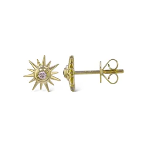 Mama Bijoux Mini Diamond Sunburst Stud Earrings New