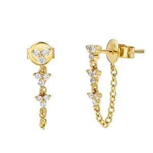 Mama Bijoux Mini Diamond Trio Drop Chain Studs Discount