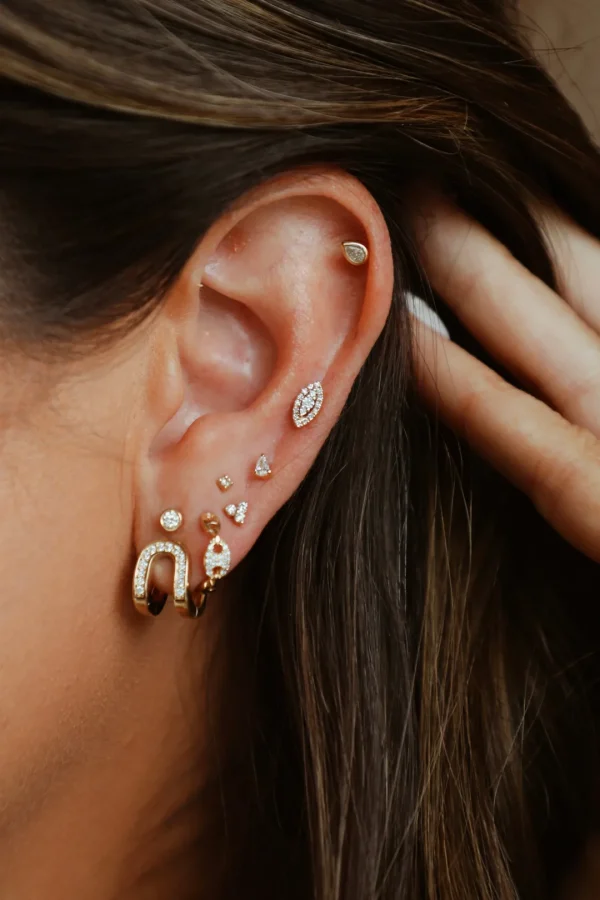 Mama Bijoux Mini Diamond Trio Stud Earrings Hot