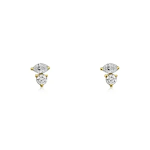 Mama Bijoux Mini Marquise & Round Diamond Studs Fashion